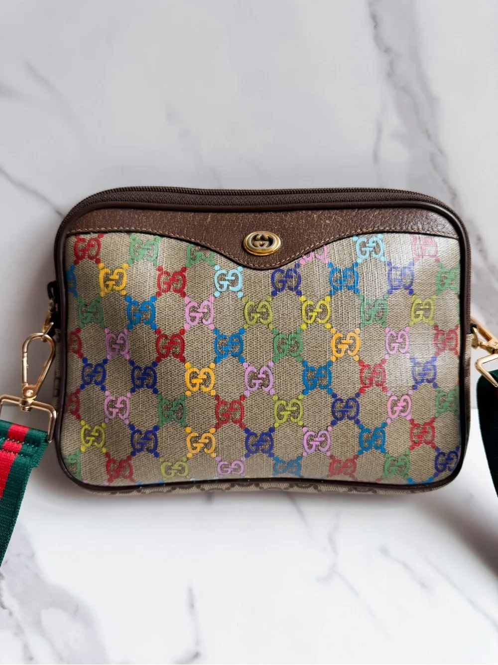 Authentic Gucci Guccissima Clutch as Crossbody ❤️💚 - Picture 4 of 14